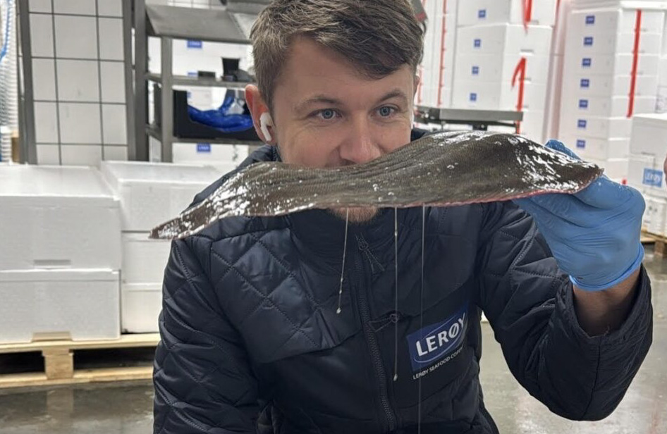Christian Mejlhart ser på fisk hos Lerøy Seafood Copenhagen